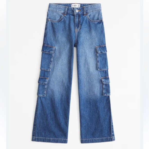 Abercrombie Kids Blue Cargo Jeans/ Target Green Cargo Pants (2-pairs) - Picture 1 of 6